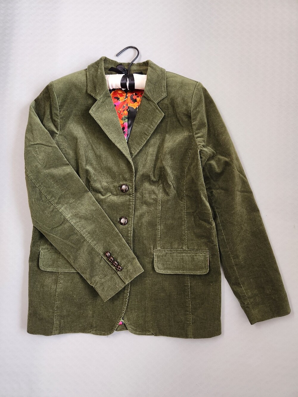 Isaak Mizrahi Live Blazer 10 Olive Green Corduroy Equestrian Academia Classic